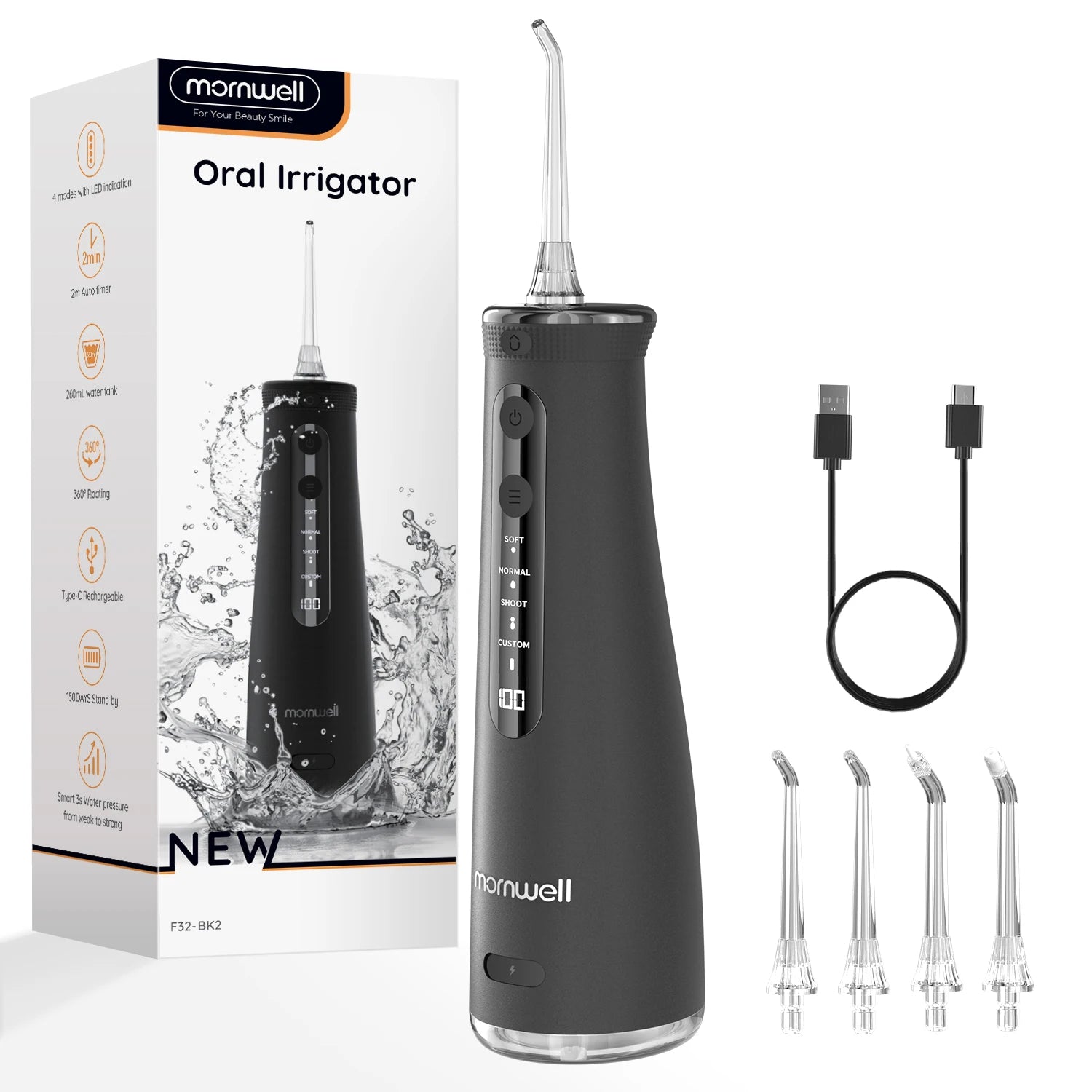 Electric Cordless Water Flosser - Portable Oral Irrigator with 4 Cleaning Modes - 19