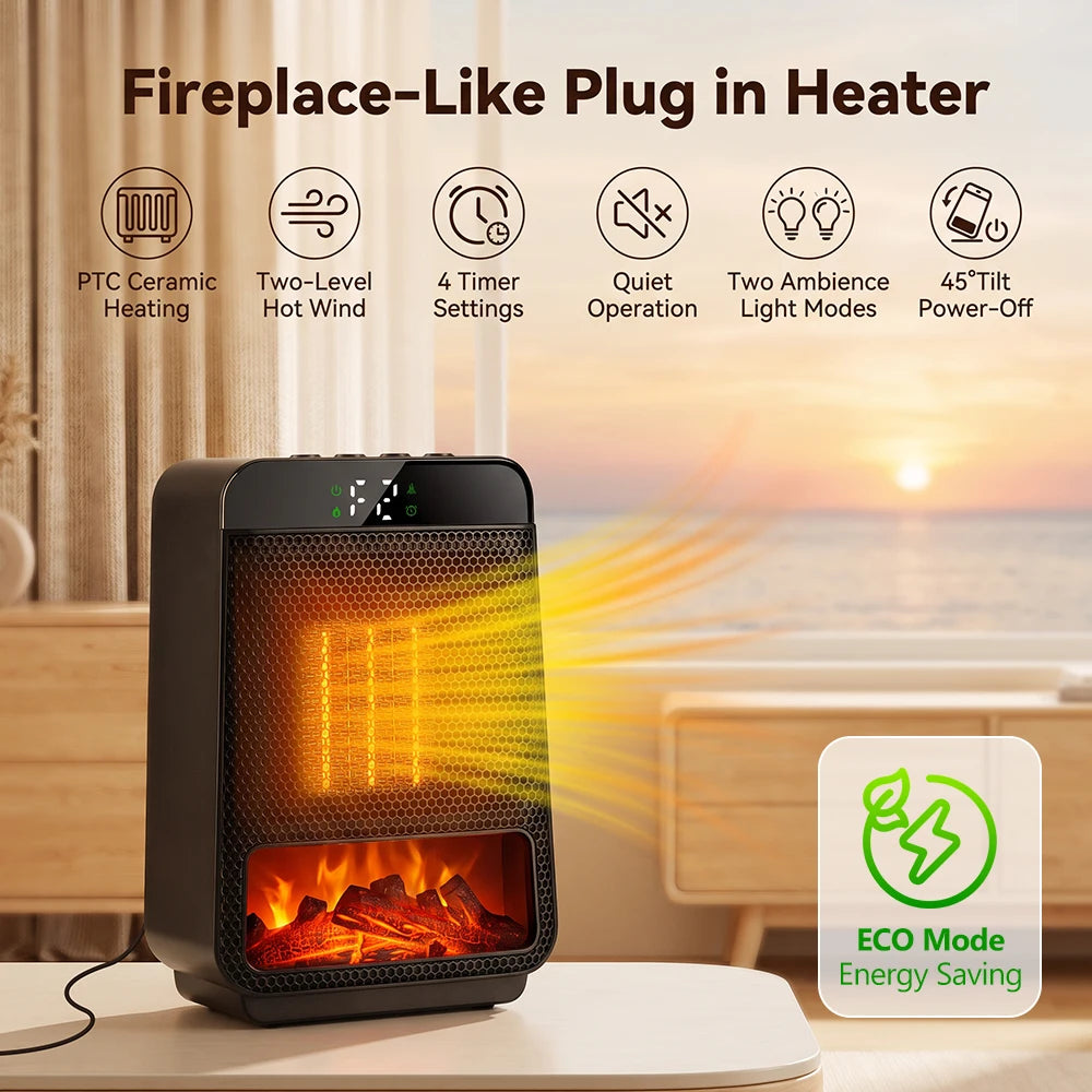 Portable PTC Ceramic Electric Space Heater with LED Display and Timer - 7