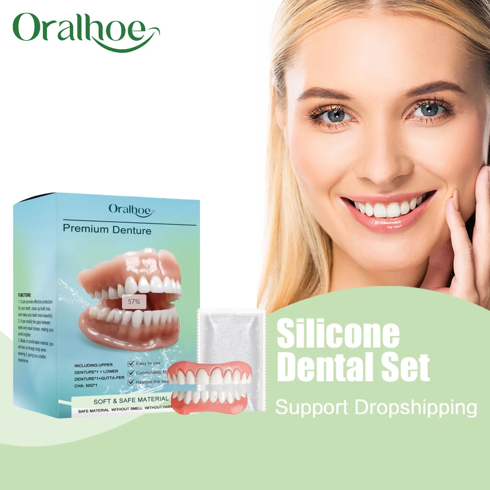 Temporary Silicone Dental Veneers - Custom Fit Comfortable False Teeth Set - 1