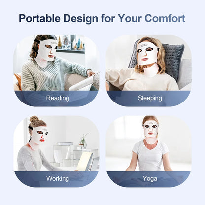 Wireless 7-Color LED Light Therapy Silicone Face & Neck Mask