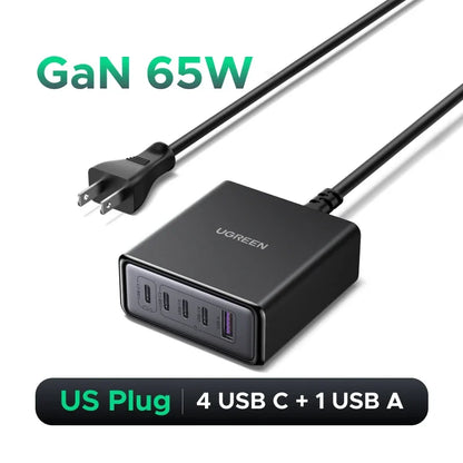 UGREEN 65W GaN Fast Charger 5-in-1 USB-C Desktop Power Adapter