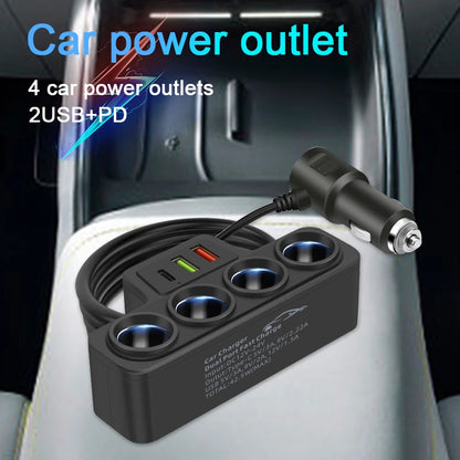 120W Super Fast Car Charger with 4-Port USB C Multi-Device Adapter