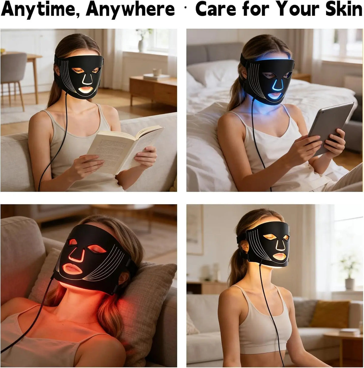 7-Color LED Facial Mask - Rechargeable Silicone Light Therapy Skin Care Device