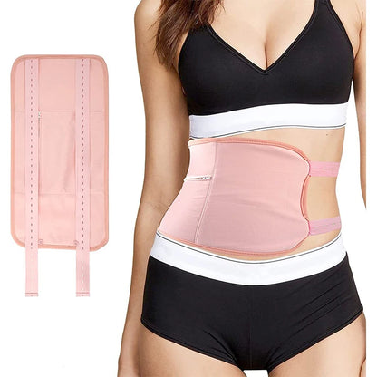 Reusable Castor Oil Pack Wrap - Adjustable Compression Waist Support Band