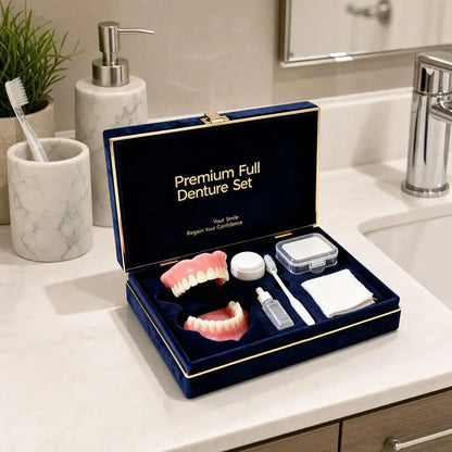 Instant Smile Temporary Denture Set - Natural-Looking Upper & Lower Cosmetic Teeth