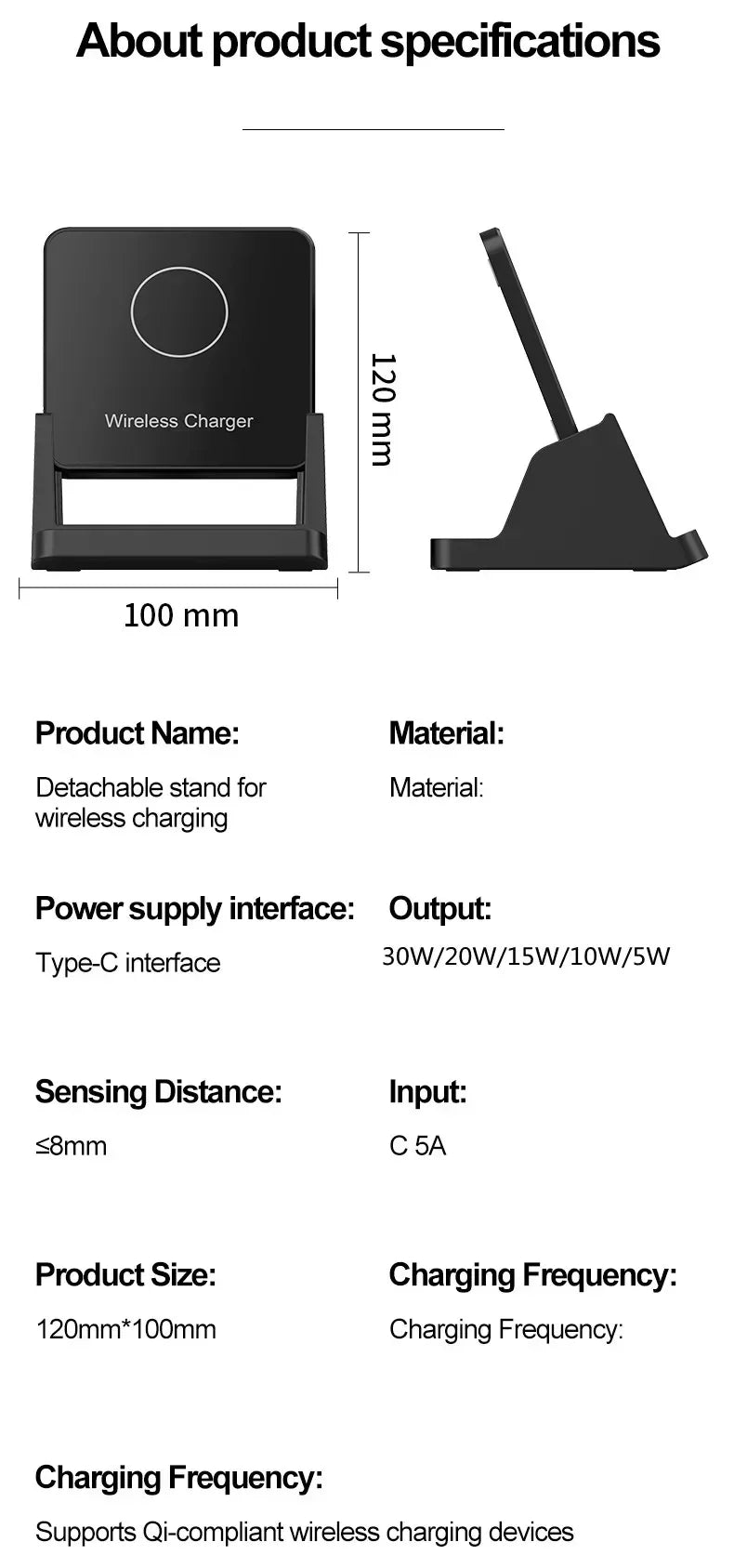 15W Fast Wireless Charging Stand - Vertical & Horizontal Phone Charger