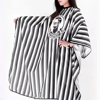 Striped Barber Cape - Waterproof Hair Cutting Apron for Salons