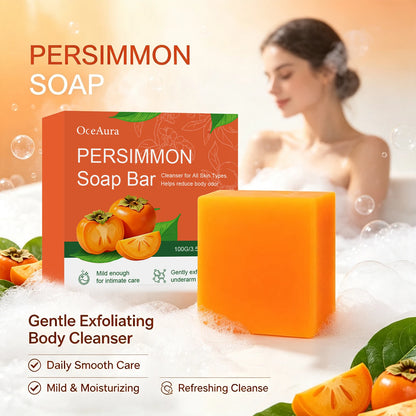 Natural Persimmon Soap Bar for Body Odor Control & Deep Exfoliating Skin Care