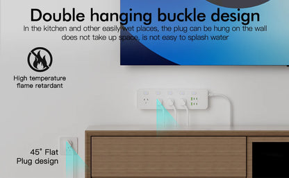 Australian Multi-Plug Power Board with 6 USB Fast Charging Ports & Switches
