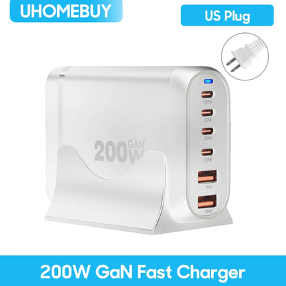 10-Port 800W GaN Desktop Fast Charging Station - 100W USB-C PD Charger
