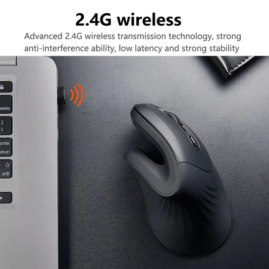 Ergonomic Vertical Wireless Mouse - Silent 6-Button Optical Office Mouse