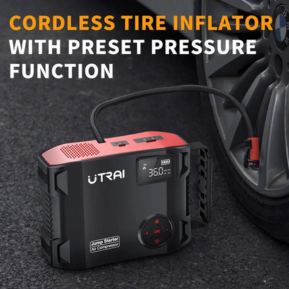 4-in-1 Portable Car Jump Starter & 150PSI Air Compressor - 16000mAh Power