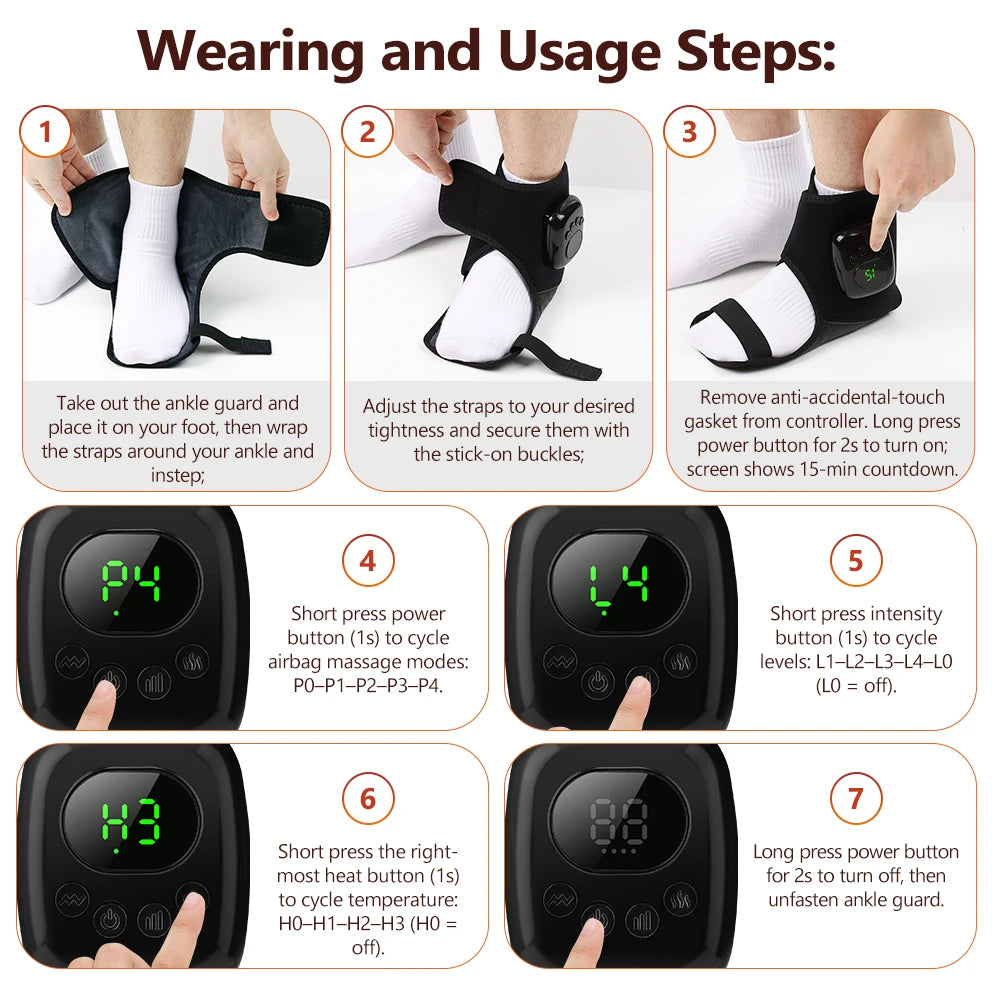 Cordless Air Compression Wrist Massager with Heat Therapy for Pain Relief - 28