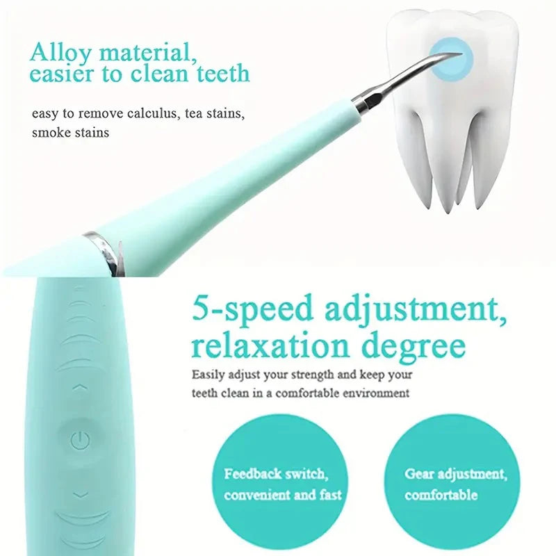 Sonic Electric Dental Calculus Plaque Remover - Home Teeth Cleaning & Stone Eraser Kit - 12