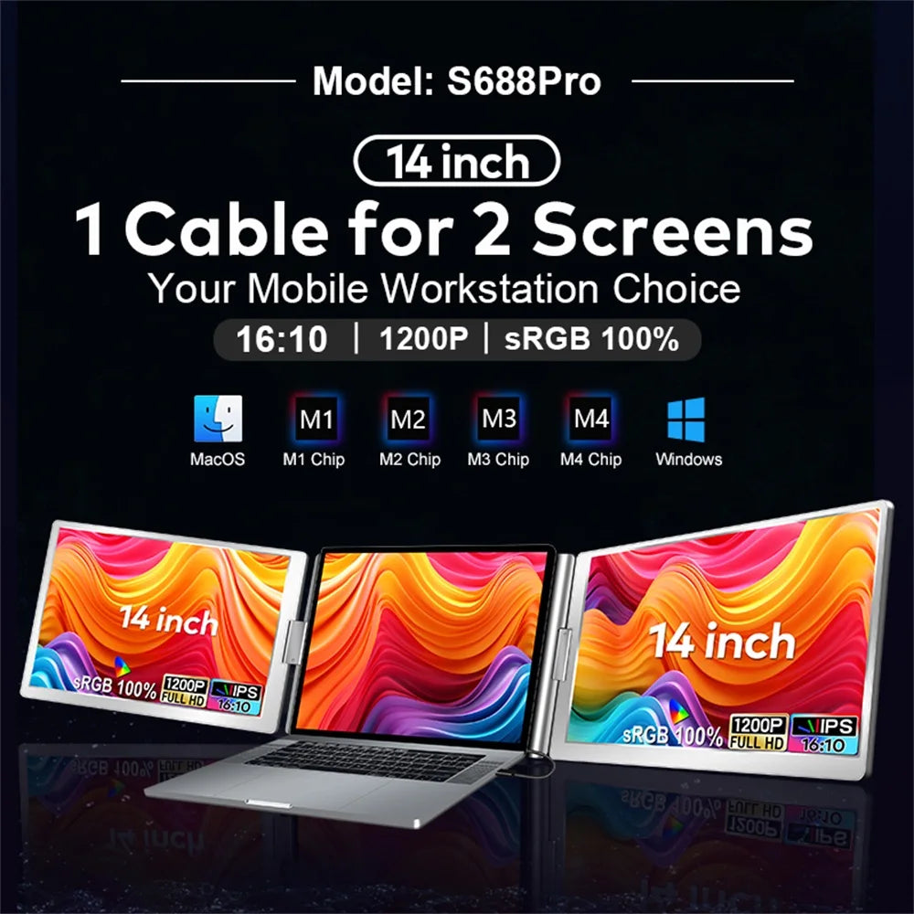 Dual Screen Laptop Monitor Extender - FHD Portable Sub-Monitor for PC