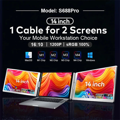 Dual Screen Laptop Monitor Extender - FHD Portable Sub-Monitor for PC