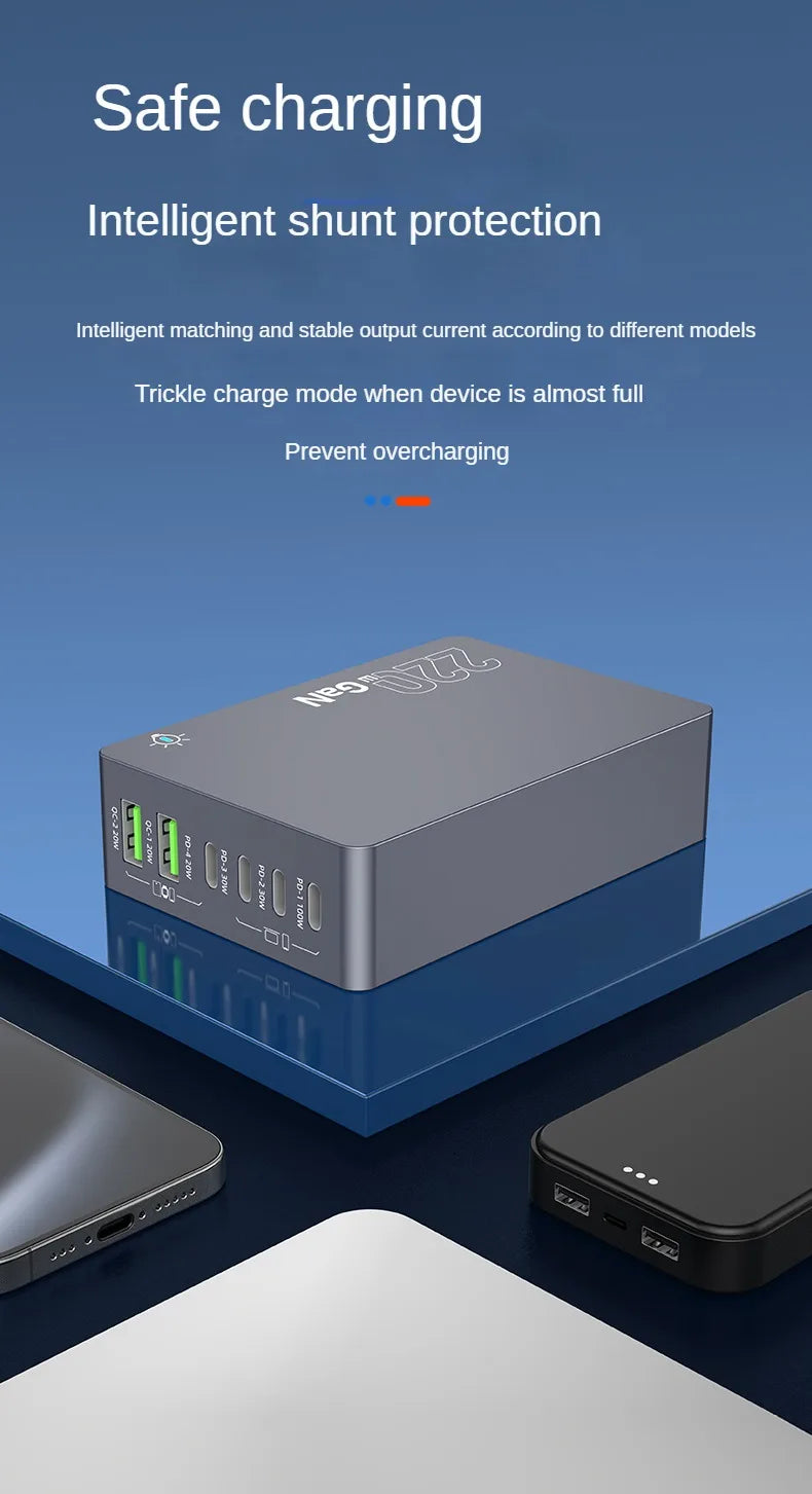220W 6-Port GaN Desktop Fast Charger - PD USB-C & QC Charging Station - 16