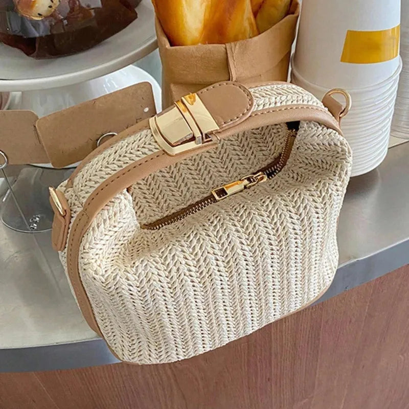 Luxury Woven Straw Bucket Bag