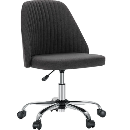 Modern Armless Swivel Desk Chair - Adjustable Height Vanity Task Chair