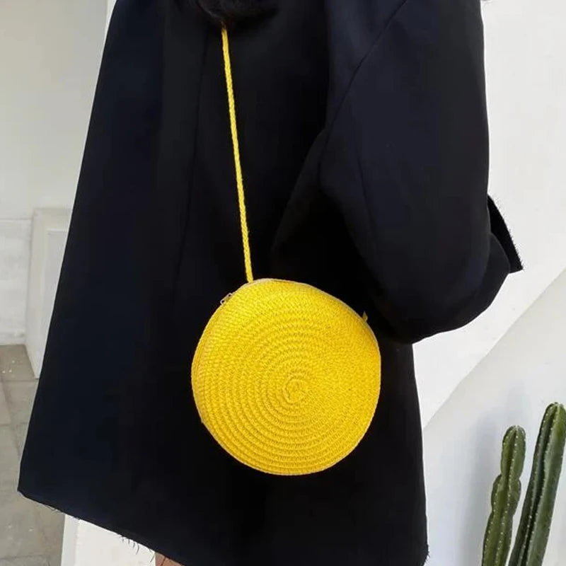 Luxury Round Straw Crossbody