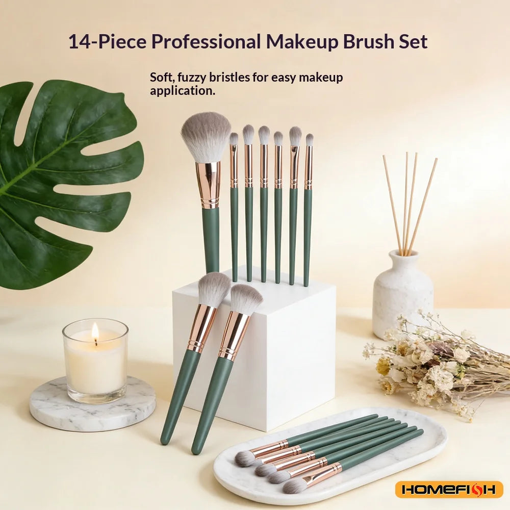 ```text
14-Piece Soft Fluffy Makeup Brush Set - Professional Cosmetic Tools
``` - 1