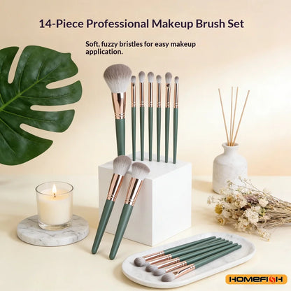 14-Piece Soft Fluffy Makeup Brush Set - Professional Cosmetic Tools