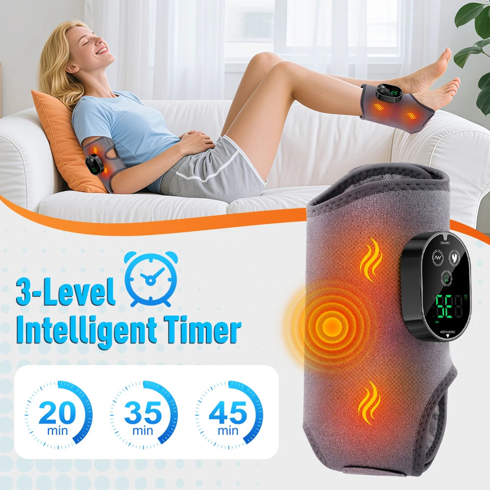 Electric Ankle & Calf Vibration Massager with Heat Therapy for Pain Relief - 10