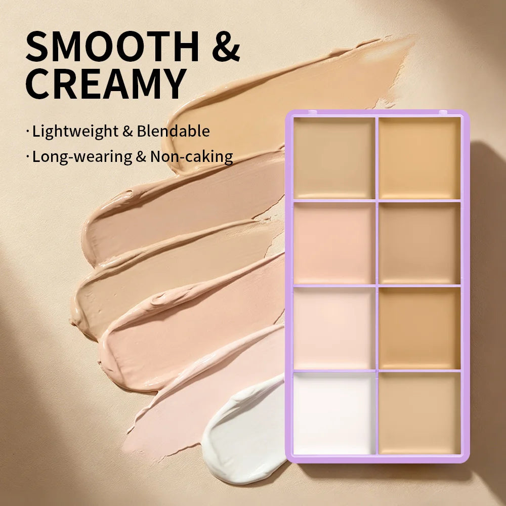 8-Shade Full Coverage Cream Concealer Palette Waterproof Makeup