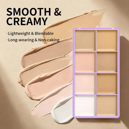 8-Shade Full Coverage Cream Concealer Palette Waterproof Makeup