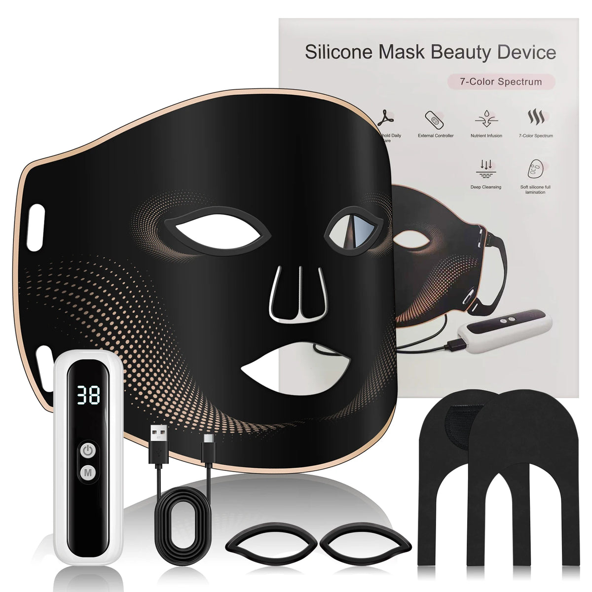 7-Color LED Facial Mask - Cordless Silicone Anti-Aging Skin Rejuvenation Therapy