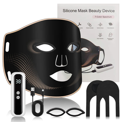 7-Color LED Facial Mask - Cordless Silicone Anti-Aging Skin Rejuvenation Therapy