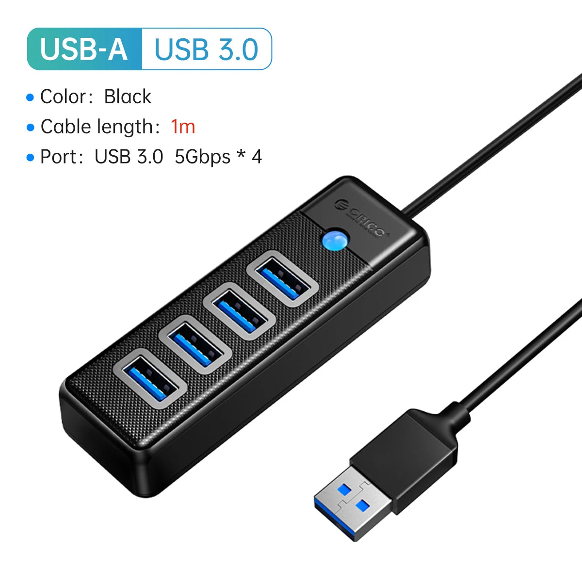 4-Port USB 3.0 Hub High-Speed Data Splitter for PC Laptop Desktop - 28