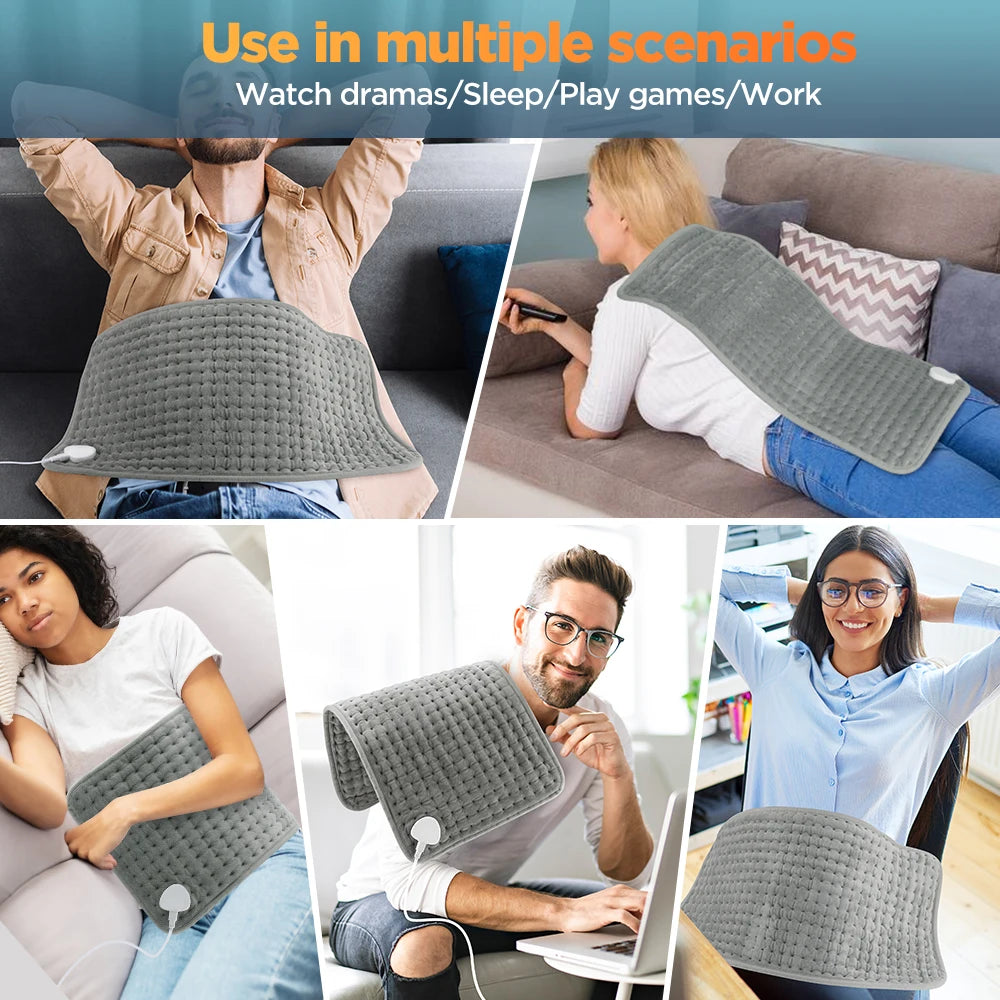 Electric Heating Pad for Pain Relief - 10 Heat Settings & 4 Timer Modes, 30x60cm