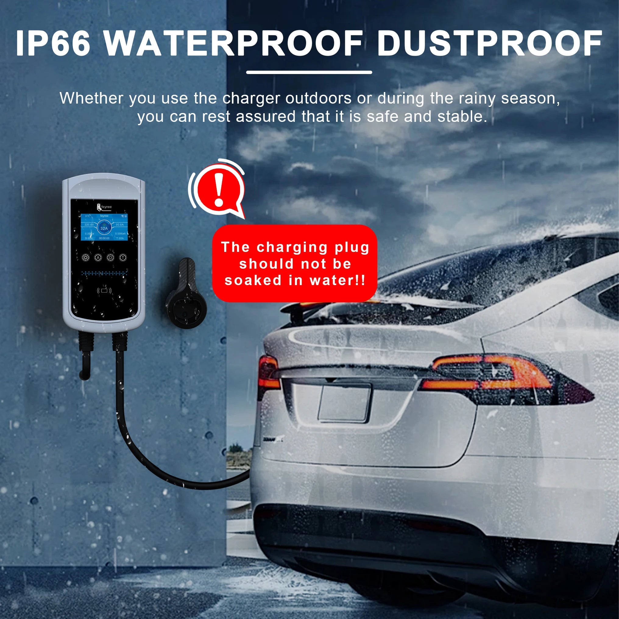 Smart EV Wallbox Charger - Type 1 Adjustable 32A-50A Station with Wi-Fi App - 36