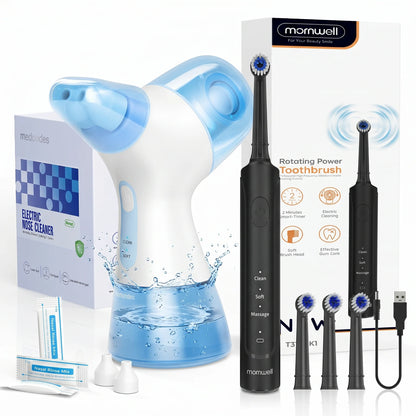 Electric Nasal Irrigator & Sonic Toothbrush Combo Kit for Oral & Sinus Relief