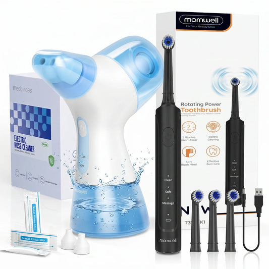 Electric Nasal Irrigator & Sonic Toothbrush Combo Kit for Oral & Sinus Relief