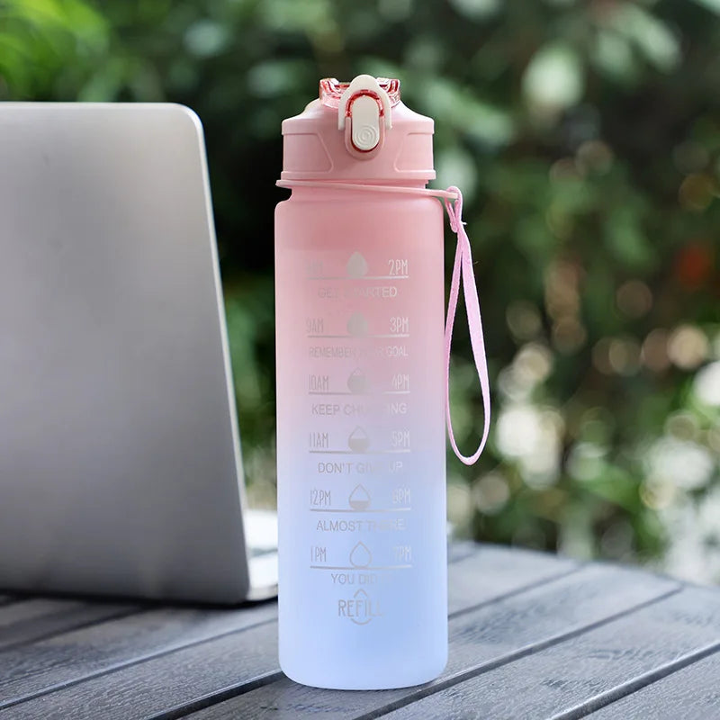 Motivational 750ml Sports Water Bottle with Time Marker & Leak-Proof Straw - 21