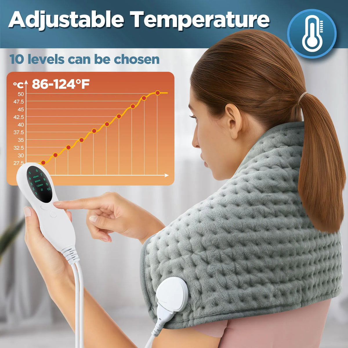 Electric Heating Pad for Back and Body Pain Relief with 10 Heat Settings