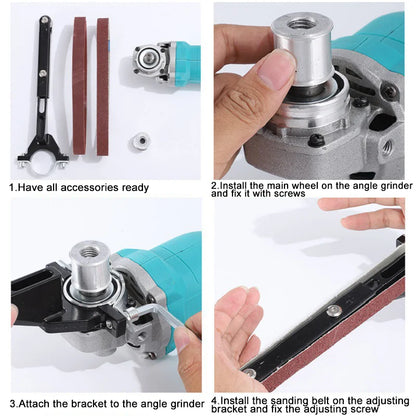 Angle Grinder to Belt Sander Adapter - Sanding Belt Attachment for Wood & Metal
