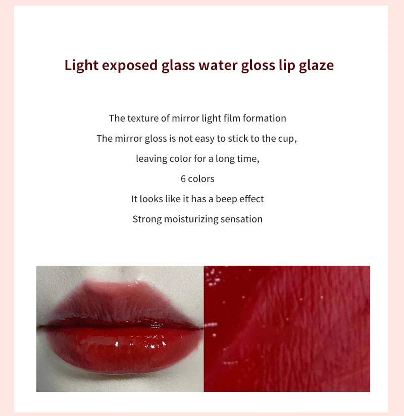 Glass-Like Lip Lacquer - Mirror Shine Hydrating Long-Lasting Lipstick