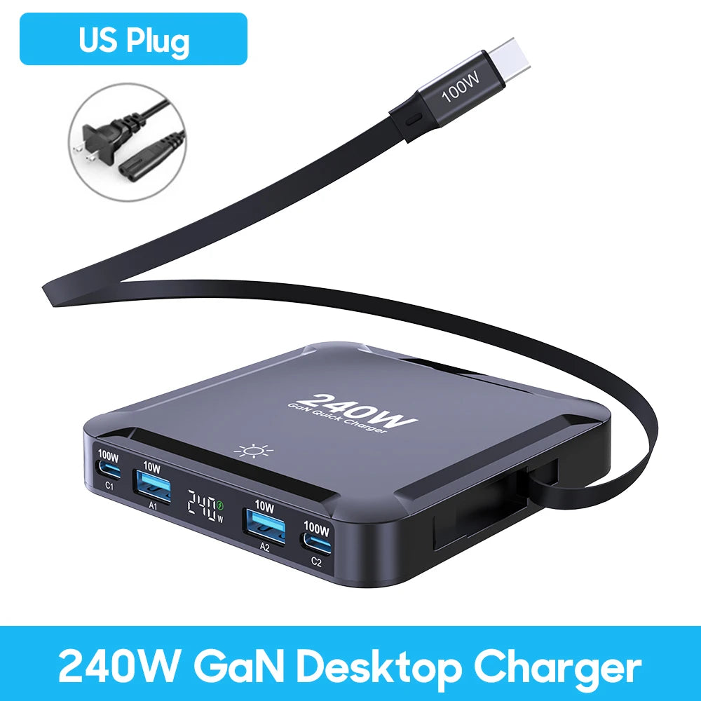 175W GaN USB-C Desktop Charger - 6-Port Fast Charging Station with LCD - 39