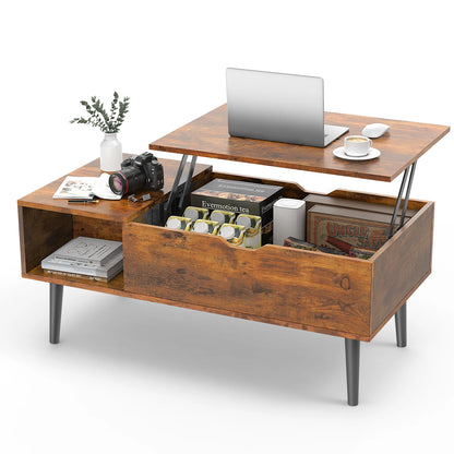 Modern Lift-Top Coffee Table with Hidden Storage & Adjustable Desk