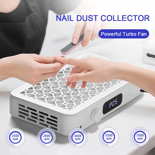 Twin Turbo Brushless Nail Dust Collector - 5 Speed Vacuum Extractor
