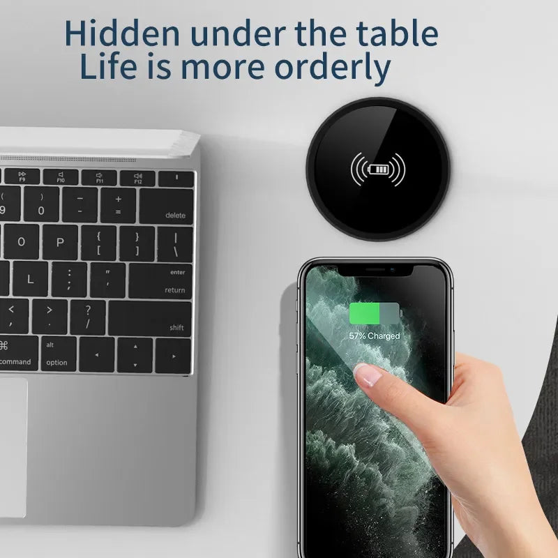 Invisible Desktop Wireless Fast Charger - 15W Embedded Charging Pad
