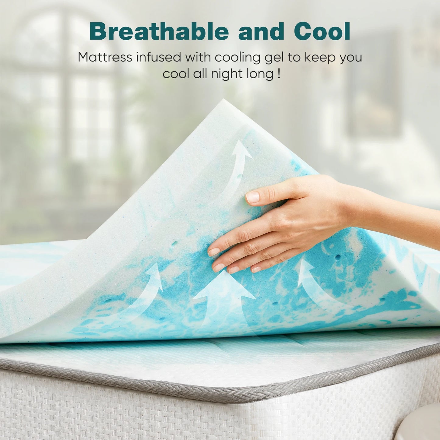 2-Inch Gel Memory Foam Mattress Topper - Cooling & Pressure Relieving