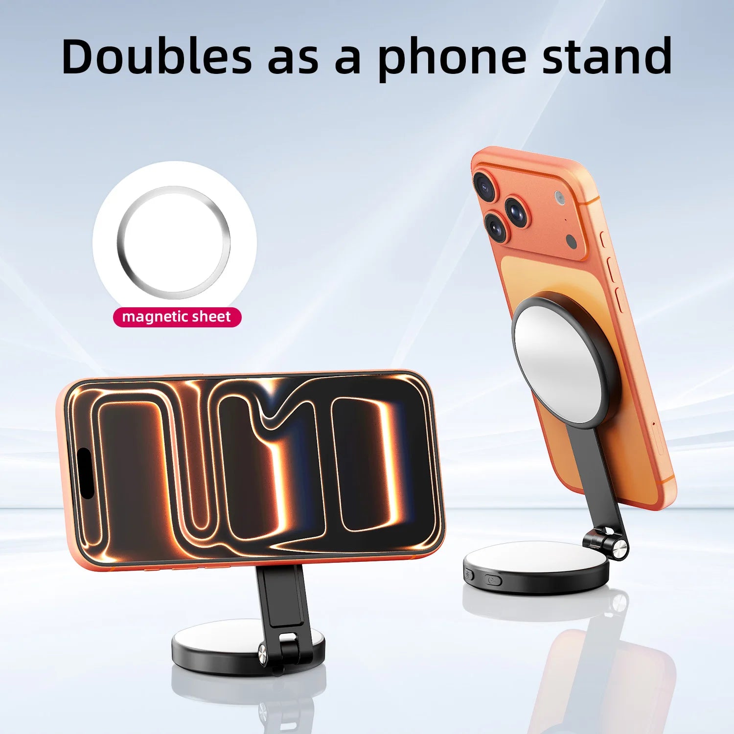 Magnetic 3-in-1 Selfie Ring Light with Phone Stand & Makeup Mirror - 8