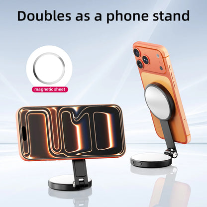Magnetic 3-in-1 Selfie Ring Light with Phone Stand & Makeup Mirror