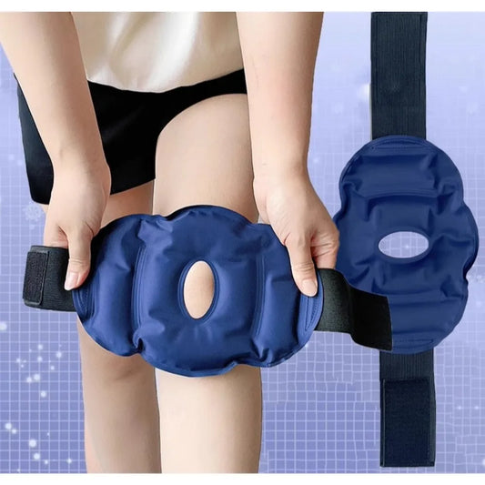 Adjustable Knee Ice Pack Wrap - Flexible Cold Therapy Gel Compression Brace