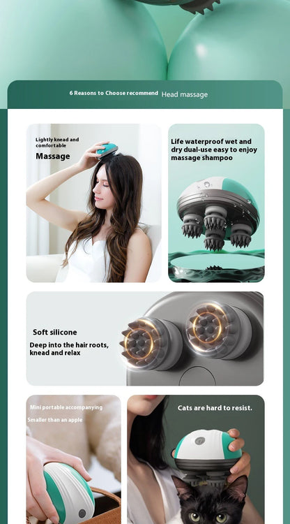 Electric Pet & Human Scalp Massager - Deep Tissue Kneading Tool