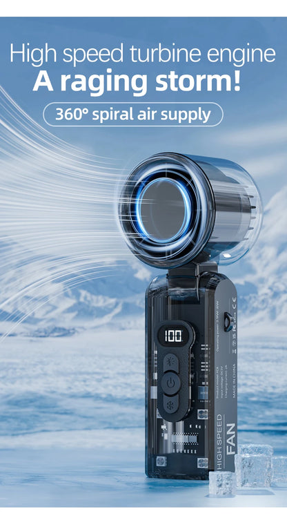 Portable 100-Speed Foldable Cooling Fan with LED Display